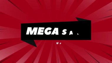 Mega Sale, mağazaya bayrak etiketi mağazası promosyonu teklif et. Bayrak animasyonu. Hareket grafikleri.