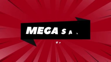 Mega Sale, mağazaya bayrak etiketi mağazası promosyonu teklif et. Bayrak animasyonu. Hareket grafikleri.