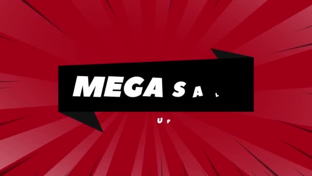 Mega Sale, ajánld fel a banner címkés bolti promóciót. Banner animáció. Mozgókép. — Stock videók