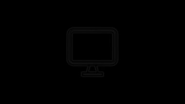 Bilgisayar neon ışıkta. Gece lambası reklamı. Hareket grafikleri.