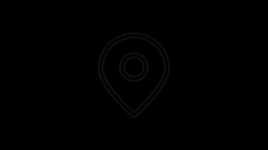 Neon işaretinin üzerindeki harita noktası. Gece lambası reklamı. Hareket grafikleri.