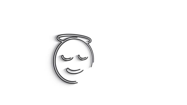 3D Line Icon emoticon pour texte Animation sur fond blanc. — Video