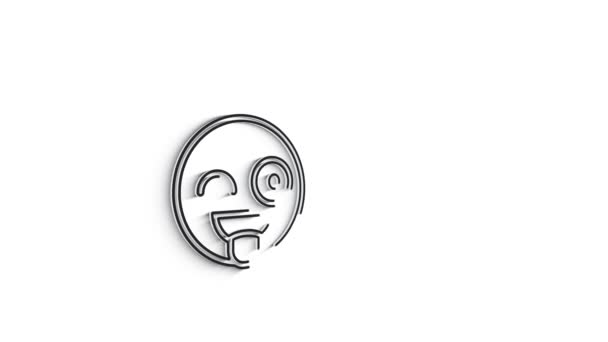 Emoticon 3D Line Icon per testo Animazione su sfondo bianco. — Video Stock