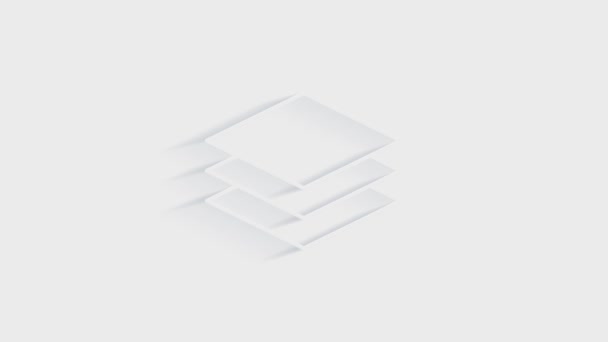 Icono de documento simple. Icono blanco con sombra sobre fondo transparente. — Vídeo de stock