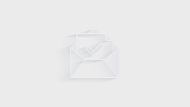 Mail-Symbol isoliert auf weißem Hintergrund. Buchhalterisches Symbol. Wirtschaft, Bildung und Finanzen. 4K Video Motion Grafik Animation — Stockvideo