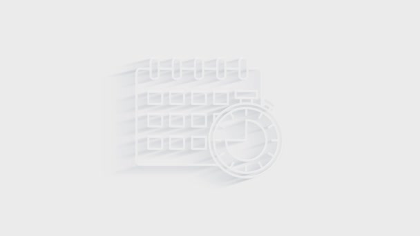 Simple calendar icon. White icon with shadow on transparent background. — Stock Video