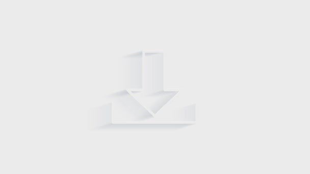 Simple Download icon. White icon with shadow on transparent background. — Stock Video