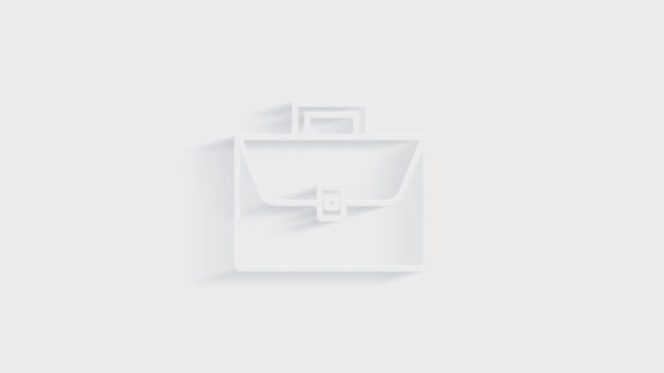 Icono de documento simple. Icono blanco con sombra sobre fondo transparente. — Vídeo de stock