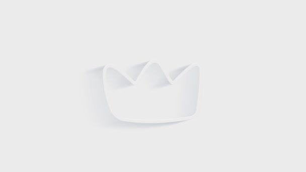 Simple crown icon. White icon with shadow on transparent background. — Stock Video