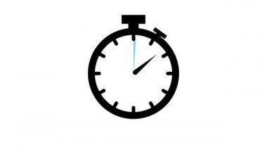 5 dakika, kronometre simgesi. Stopwatch simgesi düz stil, zaman ayarlı renk arkaplanı. Hareket grafikleri.