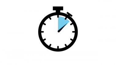 60 dakika, kronometre simgesi. Stopwatch simgesi düz stil, zaman ayarlı renk arkaplanı. Hareket grafikleri.
