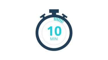 50 dakika, kronometre simgesi. Stopwatch simgesi düz stil, zaman ayarlı renk arkaplanı. Hareket grafikleri.