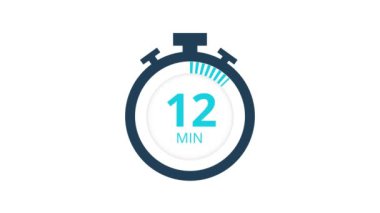 60 dakika, kronometre simgesi. Stopwatch simgesi düz stil, zaman ayarlı renk arkaplanı. Hareket grafikleri.