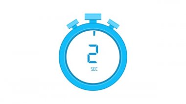 10 saniye, kronometre simgesi. Stopwatch simgesi düz stil, zaman ayarlı renk arkaplanı. Hareket grafikleri.