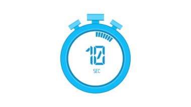 50 saniye, kronometre simgesi. Stopwatch simgesi düz stil, zaman ayarlı renk arkaplanı. Hareket grafikleri.