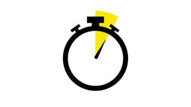 Stopwatch düz animasyon simgesi tasarımı beyaz arkaplan üzerinde hareket eden oklar.