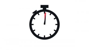 10 dakika, kronometre simgesi. Stopwatch simgesi düz stil, zaman ayarlı renk arkaplanı. Hareket grafikleri.