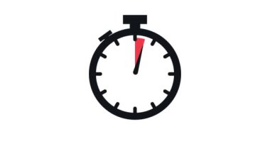 20 dakika, kronometre simgesi. Stopwatch simgesi düz stil, zaman ayarlı renk arkaplanı. Hareket grafikleri.