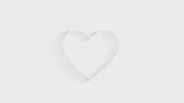 Icona cuore linea bianca isolata con lunga ombra. emoticon sorridente. Male smiley chat simbolo. — Video Stock