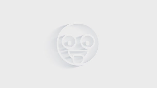 White line Smile face icon isolated with long shadow. Smiling emoticon. Happy smiley chat symbol. — Stock Video