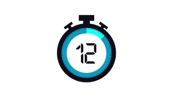 Bunte minimale Countdown-Timer-Animation von 60 bis 0 Sekunden. Modernes flaches Design mit Animation auf weißem Hintergrund. Hochwertige 4K-Videos — Stockvideo