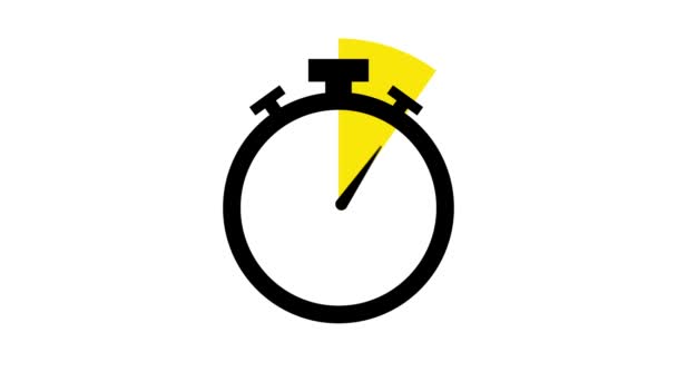 Stopwatch dessin d'icône d'animation plat flèches mobiles sur fond blanc. — Video