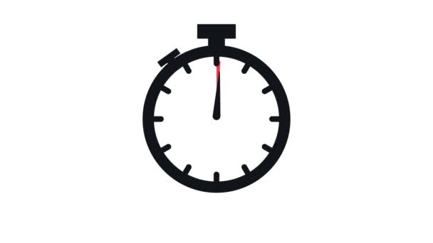 Die 5 Minuten, Stoppuhr-Symbol. Stoppuhr-Symbol im flachen Stil, Timer auf farbigem Hintergrund. Bewegungsgrafik. — Stockvideo