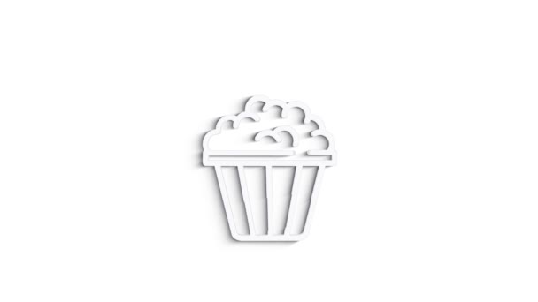 Grey popcorn line icon on white background. Front view. 4K Video motion graphic animation — Stock Video