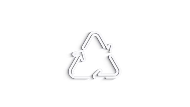 Graues Symbol der Recyclinglinie auf weißem Hintergrund. Frontansicht. 4K Video Motion Grafik Animation — Stockvideo