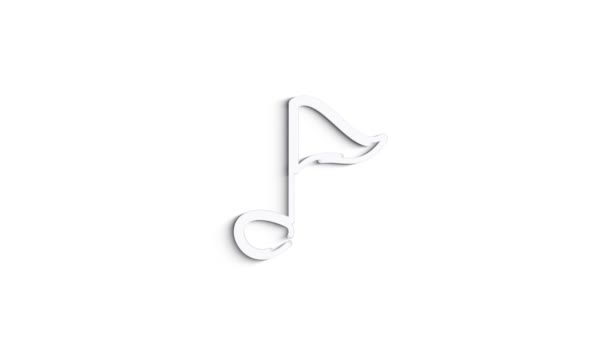Icono de línea de nota musical gris sobre fondo blanco. Vista frontal. Animación gráfica de vídeo 4K — Vídeos de Stock