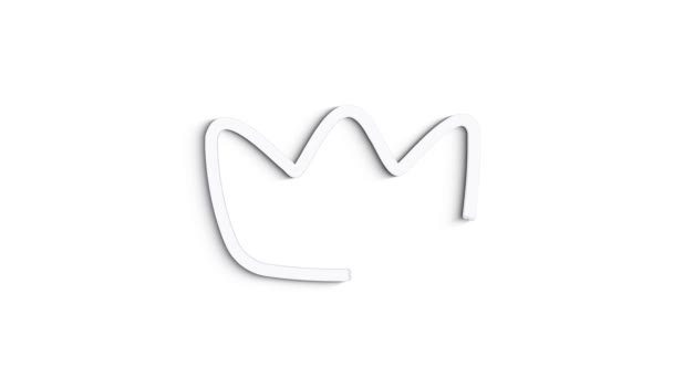 Ref. Grey crown line icon on white background. Вид спереди. Видеографическая анимация 4K — стоковое видео