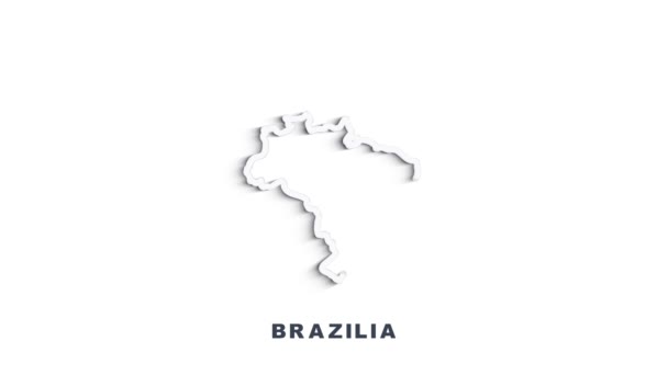 Mappa animata della linea che mostra lo stato del Brasile dallo stato unito dell'America. Mappa 2d di Brasile. — Video Stock