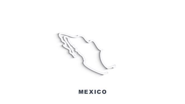 Mapa animado de linha mostrando o estado do México a partir do estado unido da América. 2d mapa de México. — Vídeo de Stock