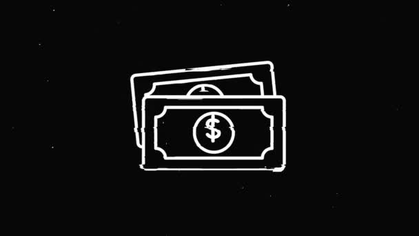 Money icon Vintage noise, glitch Bad Signal Animation. — Stock Video