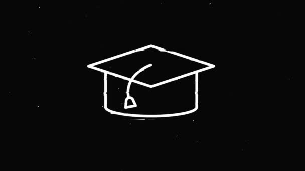 Student hat icon Ruído vintage, falha Bad Signal Animação. — Vídeo de Stock