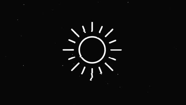 태양 아이콘 빈티지 노이즈, 반짝이는 나쁜 신호 애니메이션. — 비디오
