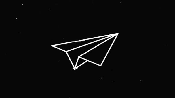 Paper plane icon Vintage noise, glitch Bad Signal Animation. — Stock Video