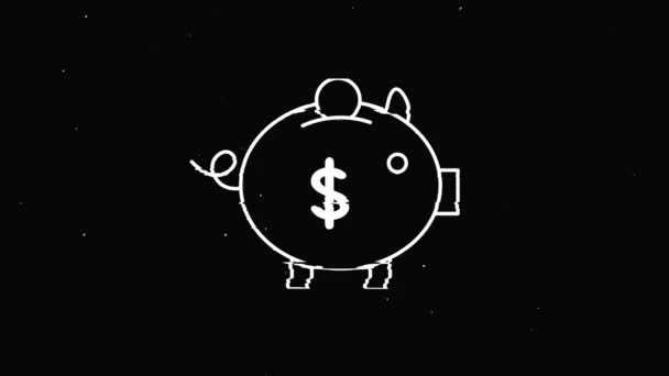 Money box icon Rumore vintage, glitch Bad Signal Animazione. — Video Stock