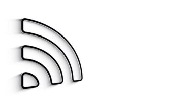 Beyaz arkaplanda 3D Wi-Fi Animasyonu. 4k