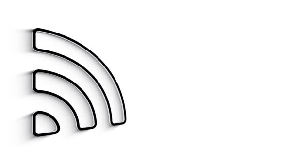 3D Line Icon wifi Animation on white background. 4k — Stock Video