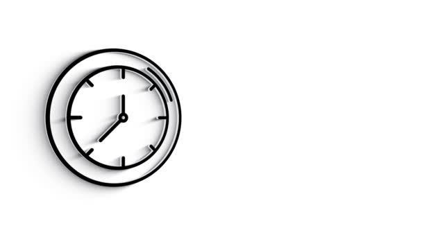 Línea 3D Icono hora y reloj Animación sobre fondo blanco. 4k — Vídeos de Stock