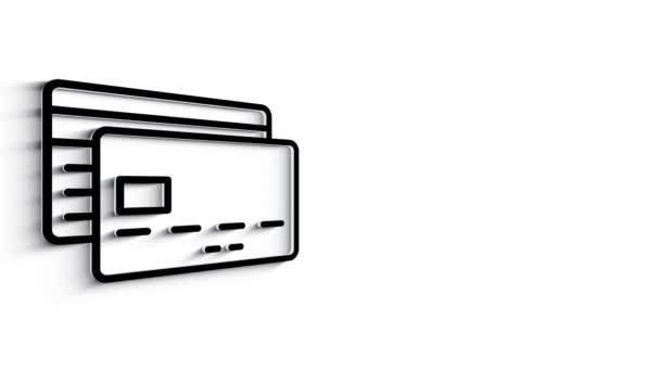 3D Line Ikona pieniędzy i karty bankowej Animacja na białym tle. 4k — Wideo stockowe