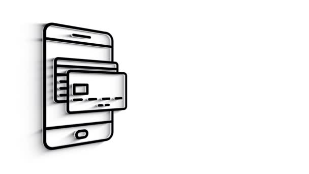 3D Line Icon dinheiro e bancing card Animação em fundo branco. 4k — Vídeo de Stock