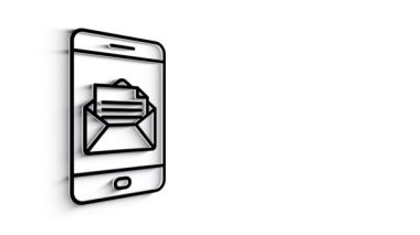 Beyaz arka planda 3D Satır Simgesi zarfı canlandırması. 4k