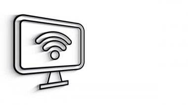 Beyaz arkaplanda 3D Wi-Fi Animasyonu. 4k