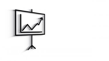 Beyaz arka planda 3D Satır Simgesi Finans Animasyonu. 4k