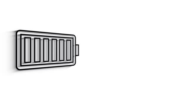 3D Line Icon batterie charge Animation sur fond blanc. 4k — Video
