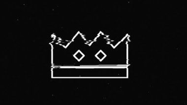 Hat kaplaması holografik sembolü dijital eski ekran dikişsiz döngü animasyonu üzerinde. Kalpler. Dinamik retro ve neşeli. Renkli ve klasik video görüntüleri.