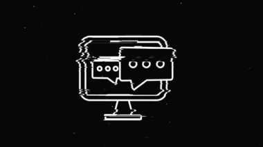 Eski dijital ekran dikişsiz döngü animasyonundaki hat mesajı holografik sembolü. Kalpler. Dinamik retro ve neşeli. Renkli ve klasik video görüntüleri.