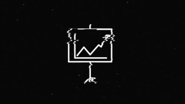 Hat finansman hud holografik sembolü dijital eski ekran dipsiz döngü animasyonunda. Kalpler. Dinamik retro ve neşeli. Renkli ve klasik video görüntüleri.